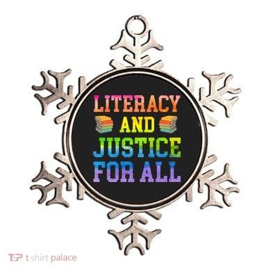 Literacy And Justice For All Literacy Teacher Gift Reading Cool Gift Ornament