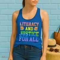 Literacy And Justice For All Literacy Teacher Gift Reading Cool Gift Women's Tank Top thumb 2