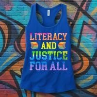 Literacy And Justice For All Literacy Teacher Gift Reading Cool Gift Women's Tank Top thumb 3