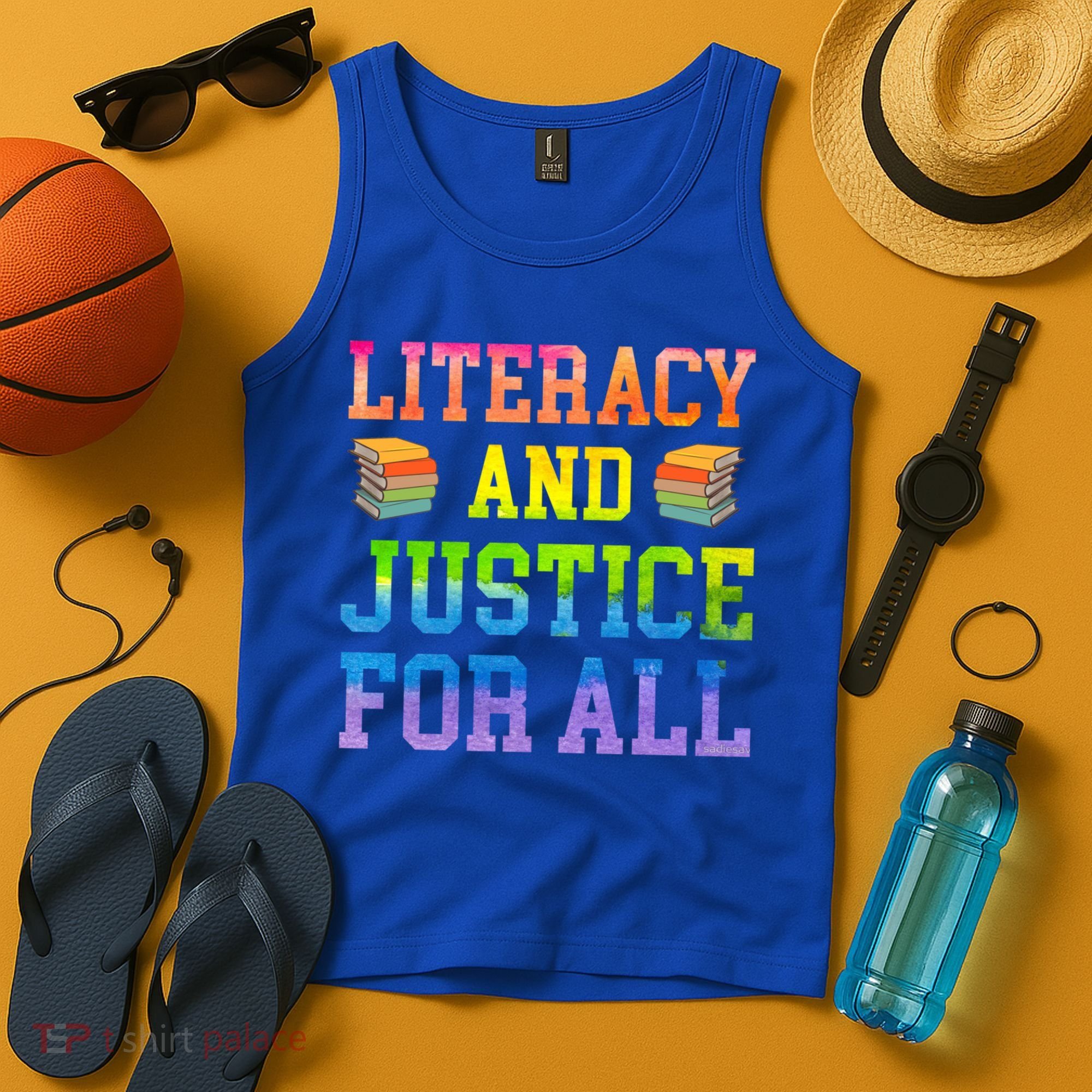 Literacy And Justice For All Literacy Teacher Gift Reading Cool Gift Tank Top