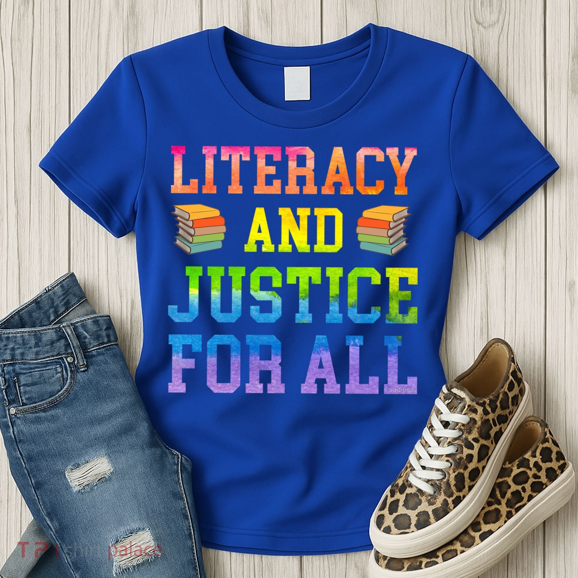 Literacy And Justice For All Literacy Teacher Gift Reading Cool Gift Women's T-Shirt