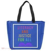 Literacy And Justice For All Literacy Teacher Gift Reading Cool Gift Tote Bag thumb 0