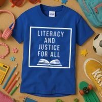 Literacy And Justice For All Social Justice Readingteacher Meaningful Gift Kids T-Shirt thumb 3