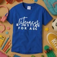 Literacy And Justice For All Gift Kids T-Shirt thumb 3