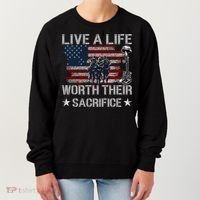 Live A Life Worth Their Sacrifice Gift Veterans Day Gift Women's Sweatshirt thumb 0