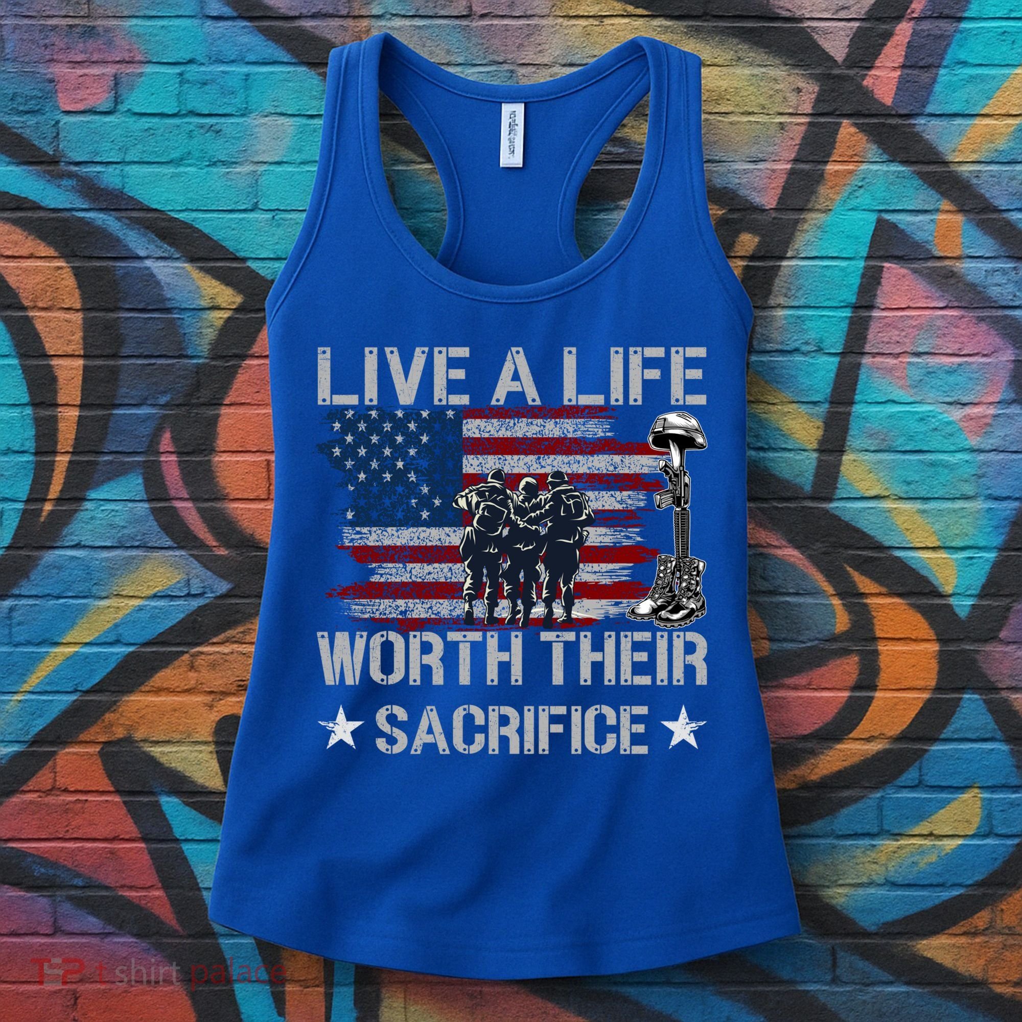 Live A Life Worth Their Sacrifice Gift Veterans Day Gift Women's Tank Top