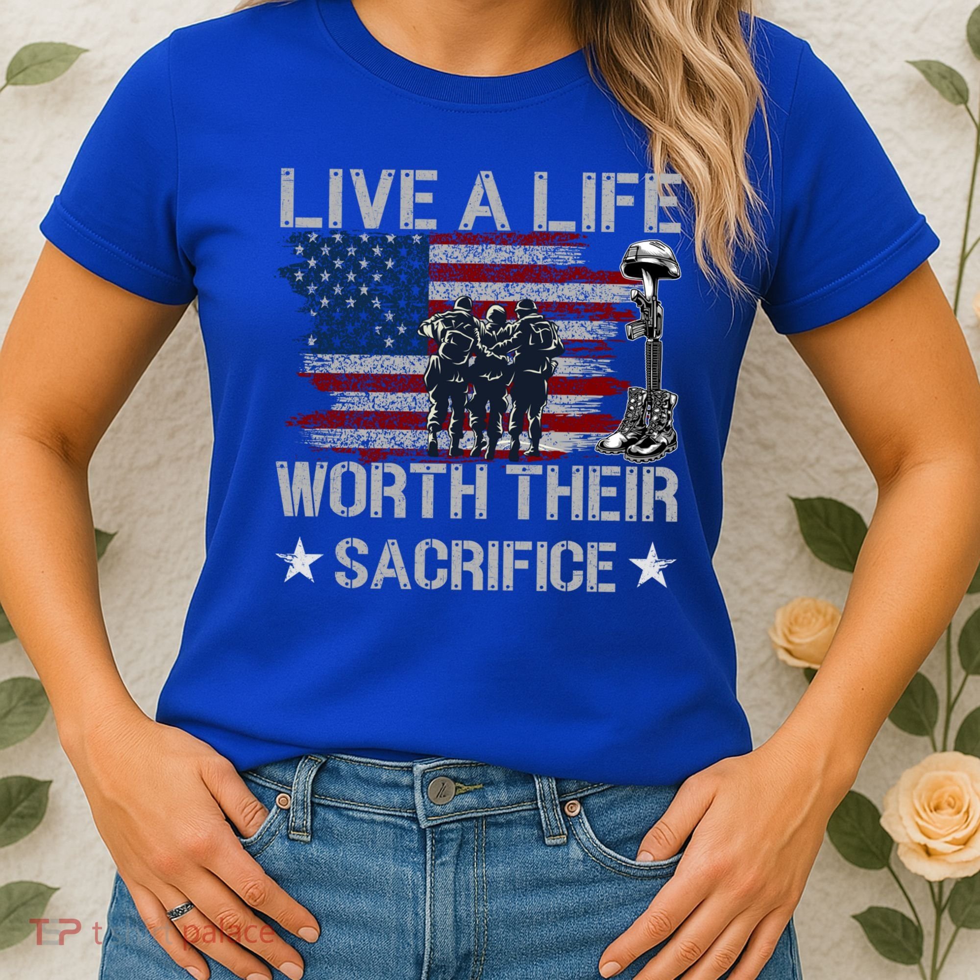 Live A Life Worth Their Sacrifice Gift Veterans Day Gift Women's T-Shirt