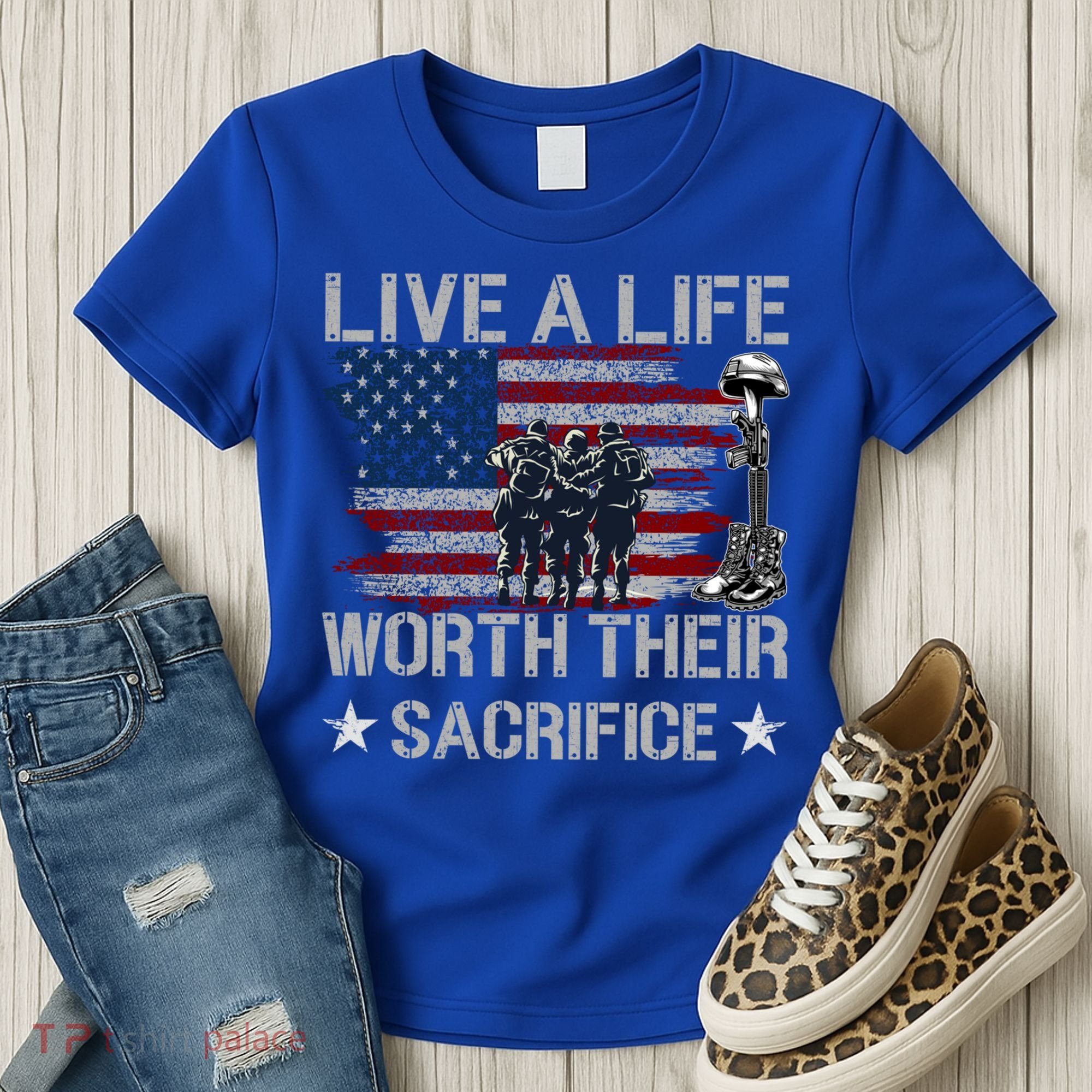Live A Life Worth Their Sacrifice Gift Veterans Day Gift Women's T-Shirt
