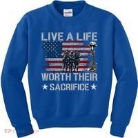 Live A Life Worth Their Sacrifice Gift Veterans Day Gift Kids Sweatshirt thumb 0