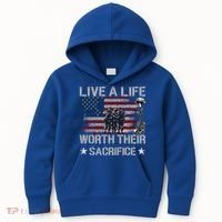 Live A Life Worth Their Sacrifice Gift Veterans Day Gift Kids Hoodie thumb 0