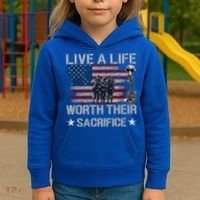 Live A Life Worth Their Sacrifice Gift Veterans Day Gift Kids Hoodie thumb 3