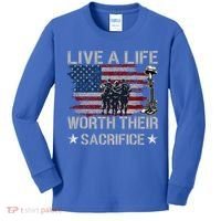 Live A Life Worth Their Sacrifice Gift Veterans Day Gift Kids Long Sleeve Shirt thumb 0