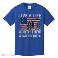 Live A Life Worth Their Sacrifice Gift Veterans Day Gift Kids T-Shirt thumb 0