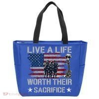 Live A Life Worth Their Sacrifice Gift Veterans Day Gift Tote Bag thumb 0