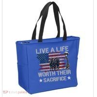 Live A Life Worth Their Sacrifice Gift Veterans Day Gift Tote Bag thumb 2