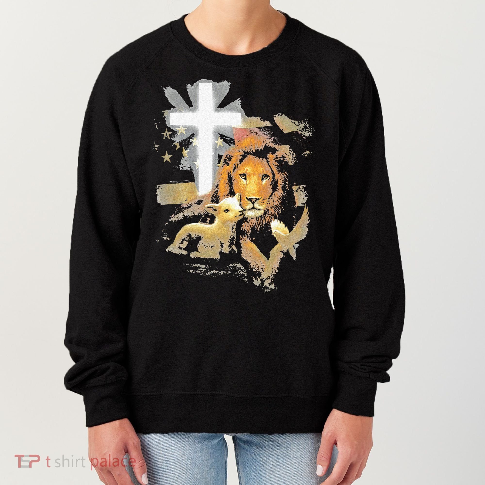 Lion And Lamb Cross Jesus Christ Women's Sweatshirt