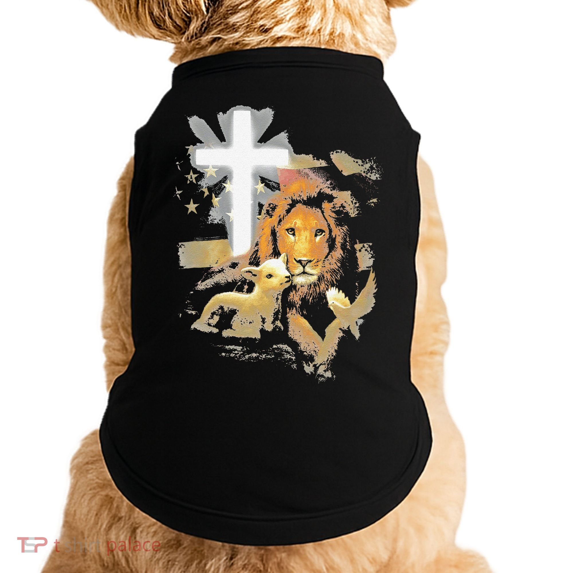 Lion And Lamb Cross Jesus Christ Doggie Tank