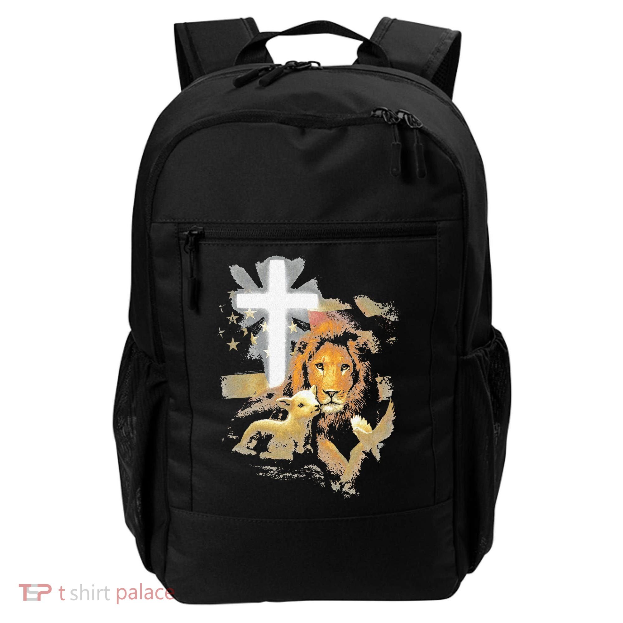 Lion And Lamb Cross Jesus Christ Backpack