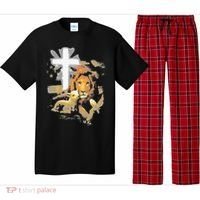 Lion And Lamb Cross Jesus Christ Pajama Set thumb 0