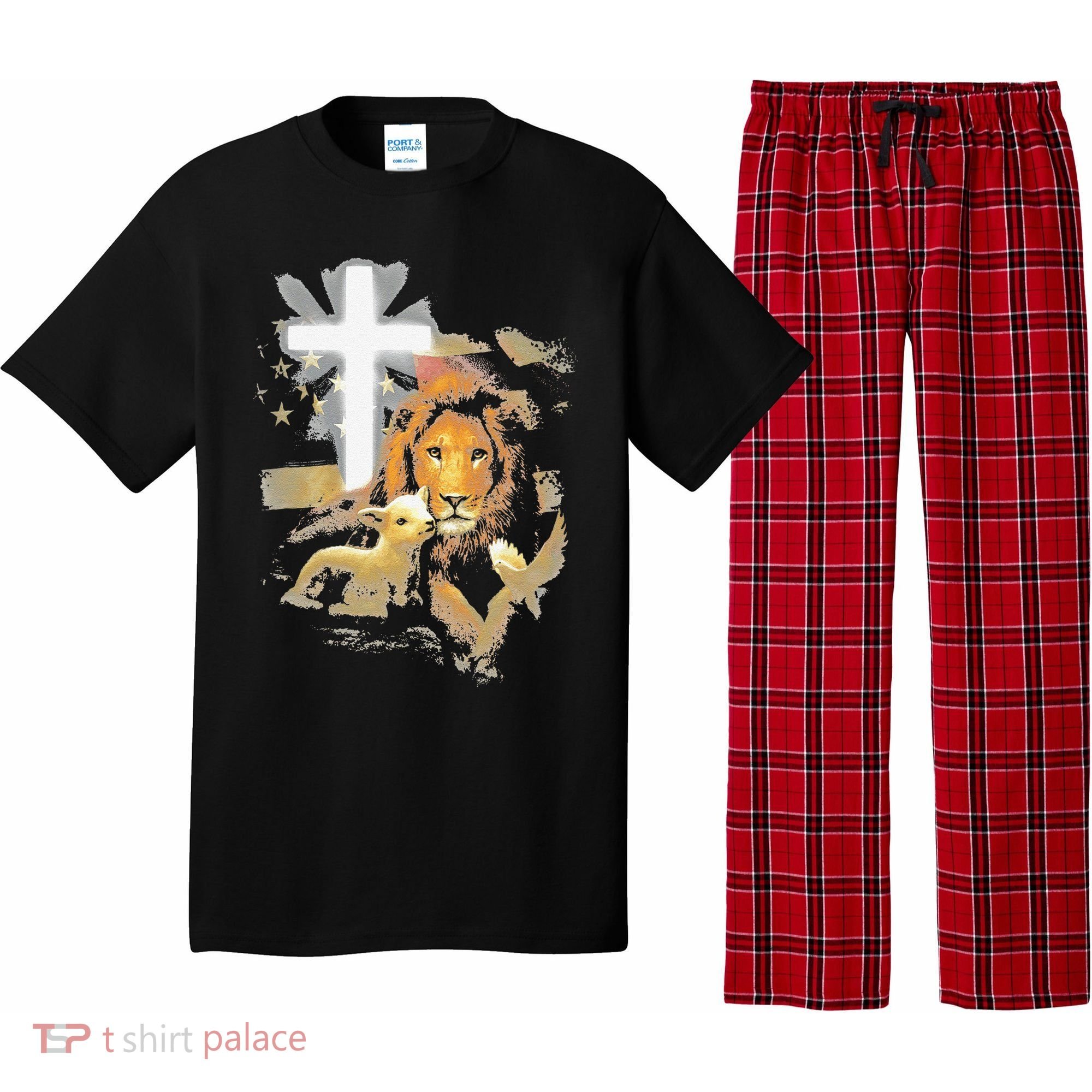 Lion And Lamb Cross Jesus Christ Pajama Set