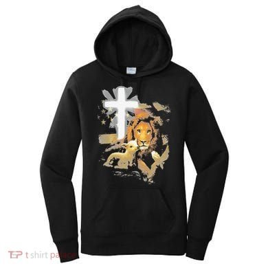 Lion And Lamb Cross Jesus Christ Women's Hoodie