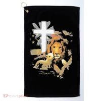 Lion And Lamb Cross Jesus Christ Golf Towel thumb 0