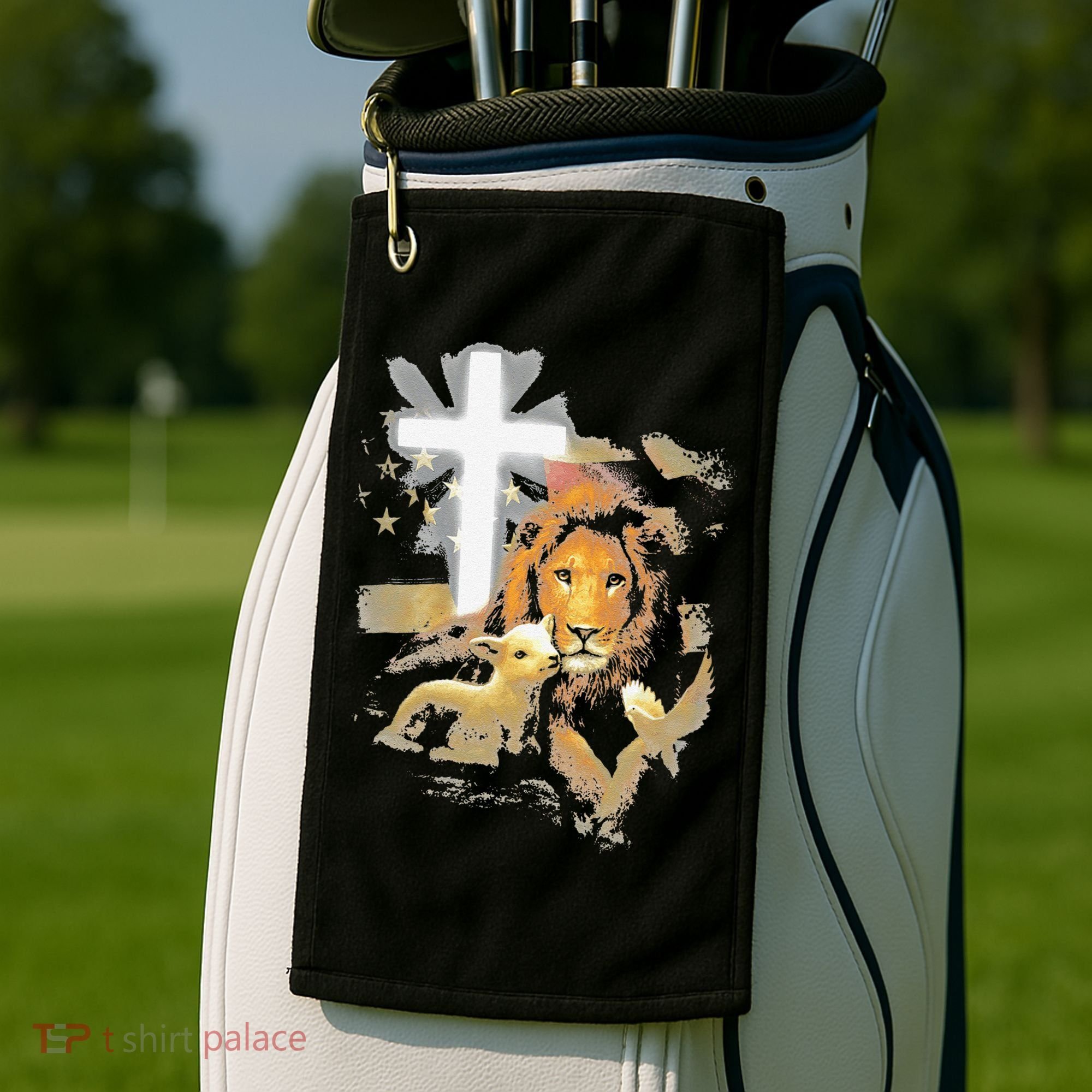 Lion And Lamb Cross Jesus Christ Golf Towel