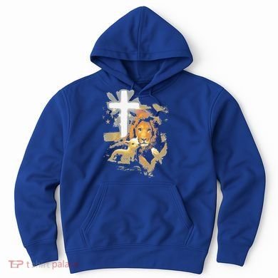 Lion And Lamb Cross Jesus Christ Hoodie
