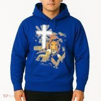 Lion And Lamb Cross Jesus Christ Hoodie thumb 2