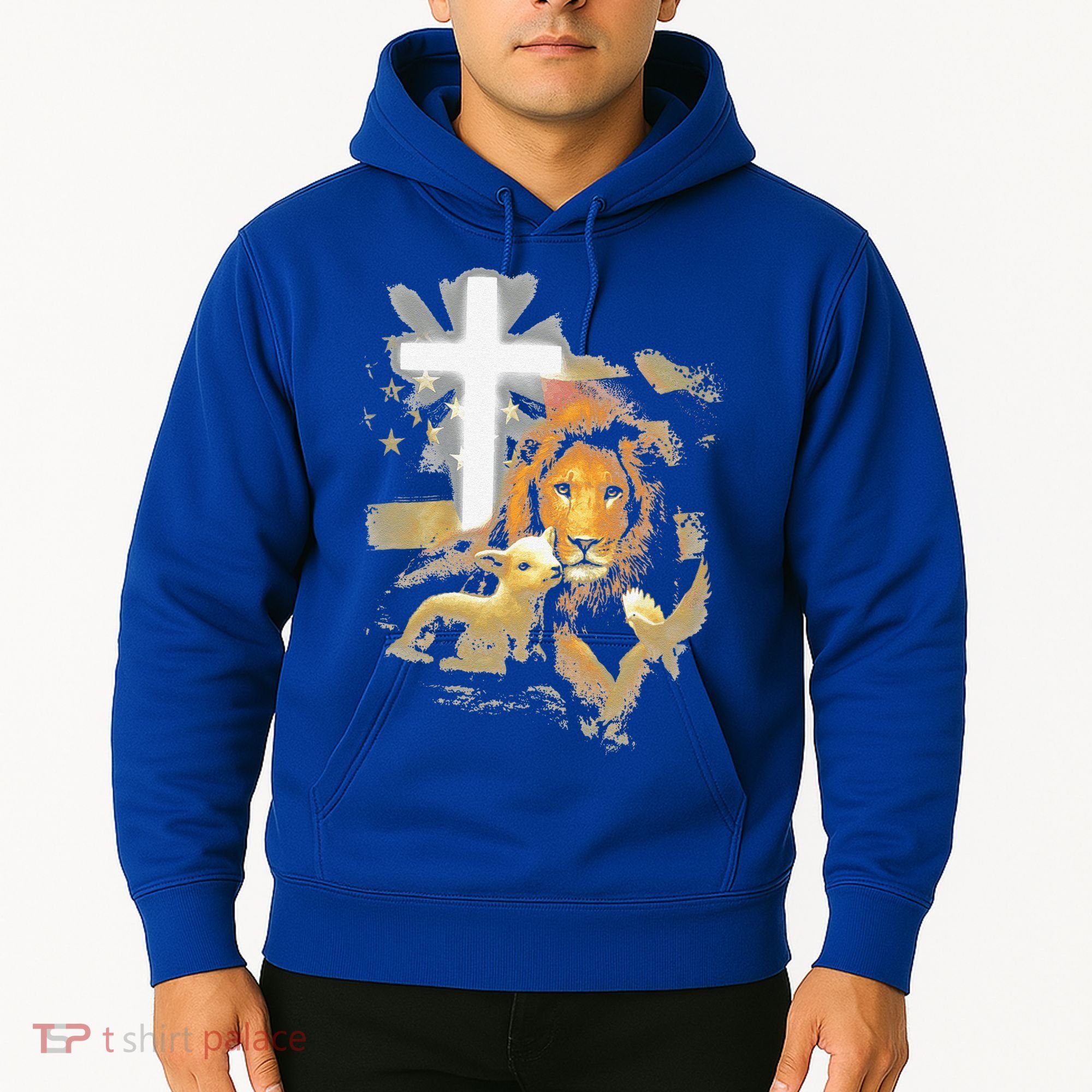 Lion And Lamb Cross Jesus Christ Hoodie
