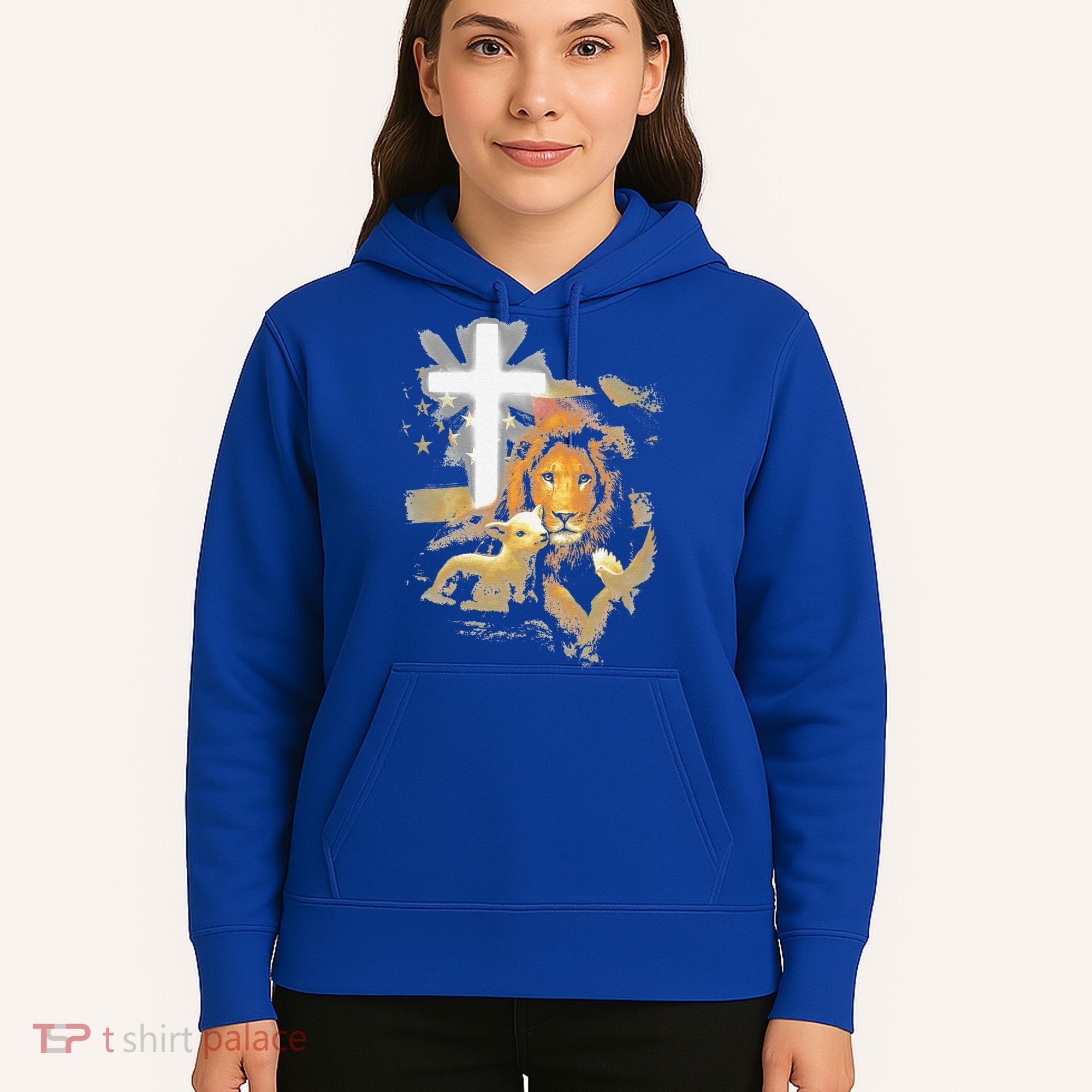 Lion And Lamb Cross Jesus Christ Hoodie