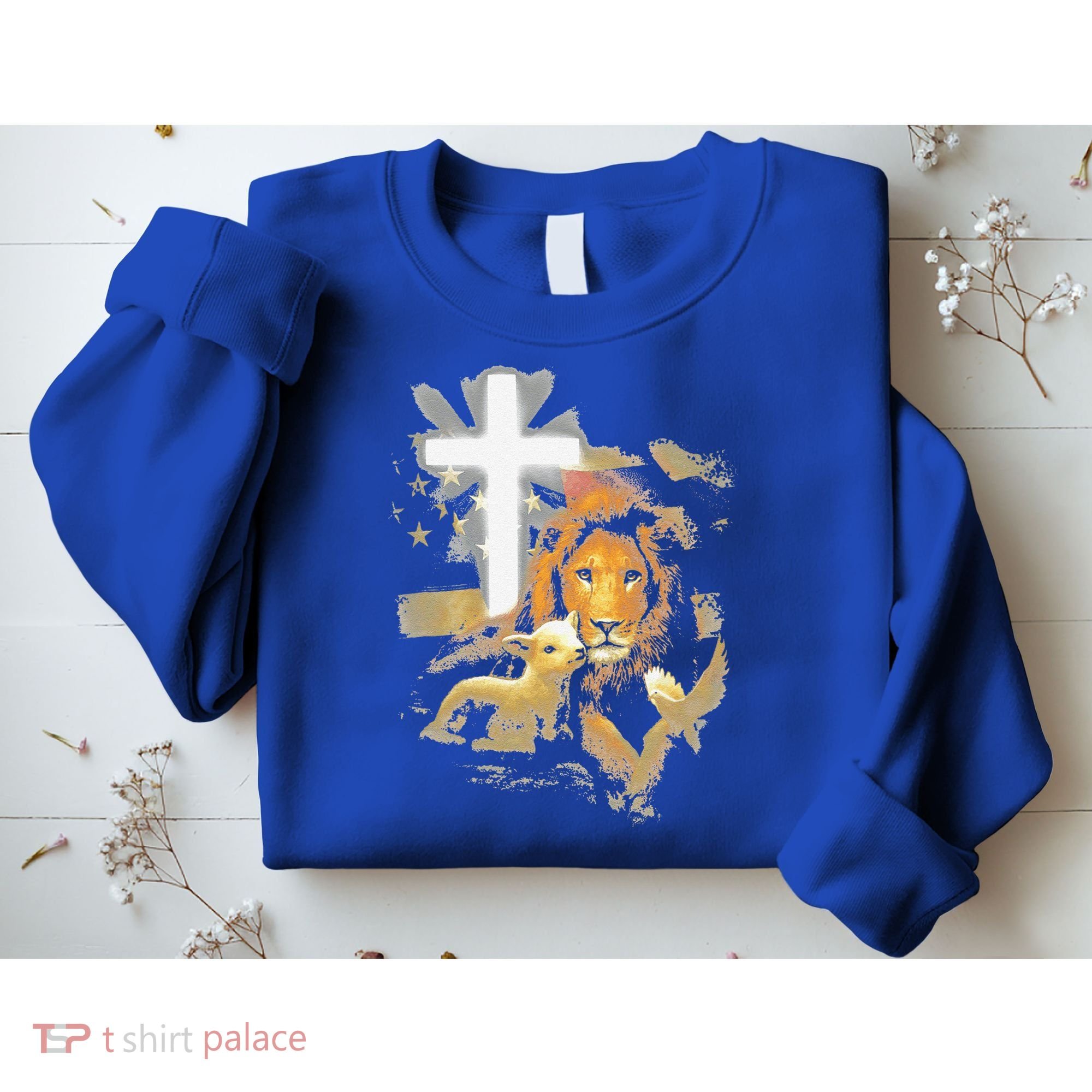 Lion And Lamb Cross Jesus Christ Sweatshirt