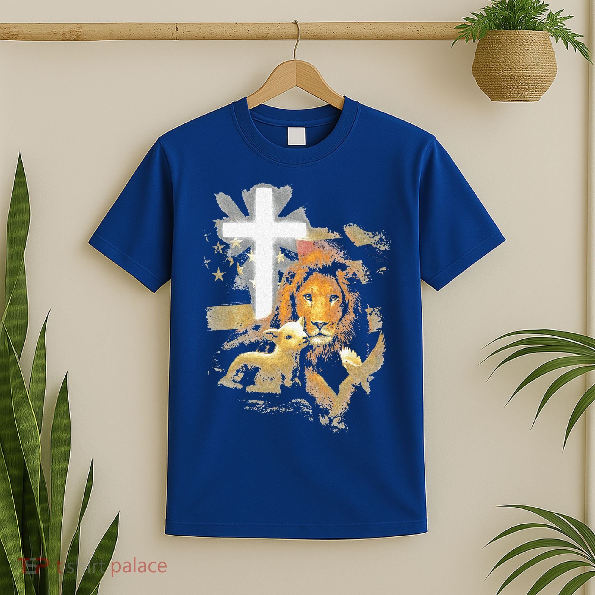 Lion And Lamb Cross Jesus Christ T-Shirt