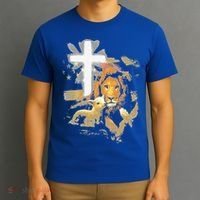 Lion And Lamb Cross Jesus Christ T-Shirt thumb 3