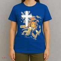Lion And Lamb Cross Jesus Christ T-Shirt thumb 4