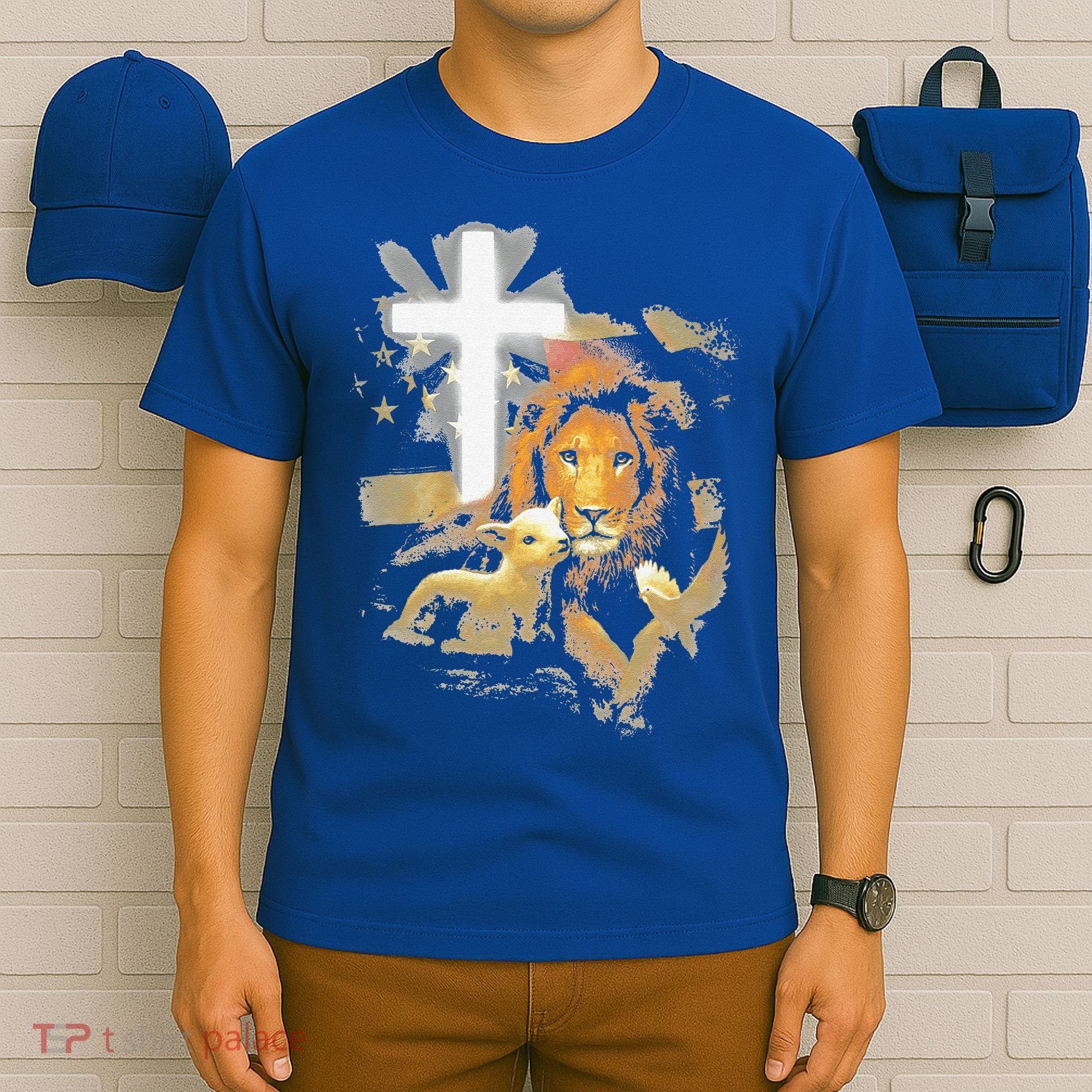 Lion And Lamb Cross Jesus Christ T-Shirt