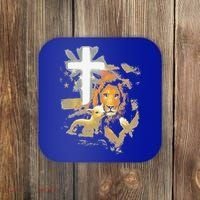 Lion And Lamb Cross Jesus Christ Coaster thumb 0