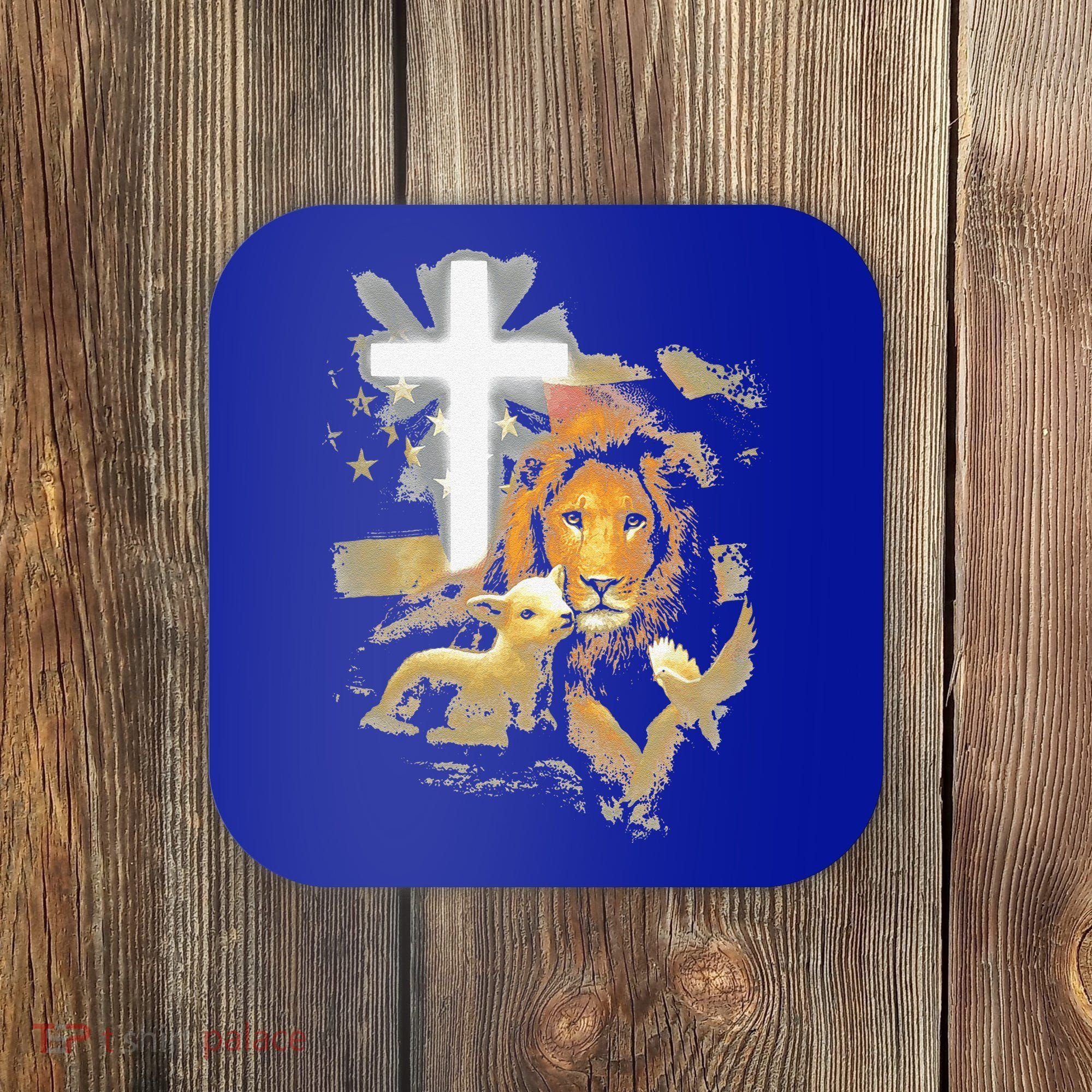 Lion And Lamb Cross Jesus Christ Coaster