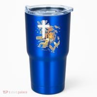 Lion And Lamb Cross Jesus Christ Tumbler thumb 0