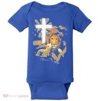 Lion And Lamb Cross Jesus Christ Baby Bodysuit thumb 0