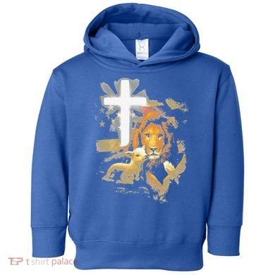 Lion And Lamb Cross Jesus Christ Toddler Hoodie