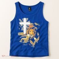 Lion And Lamb Cross Jesus Christ Tank Top thumb 2