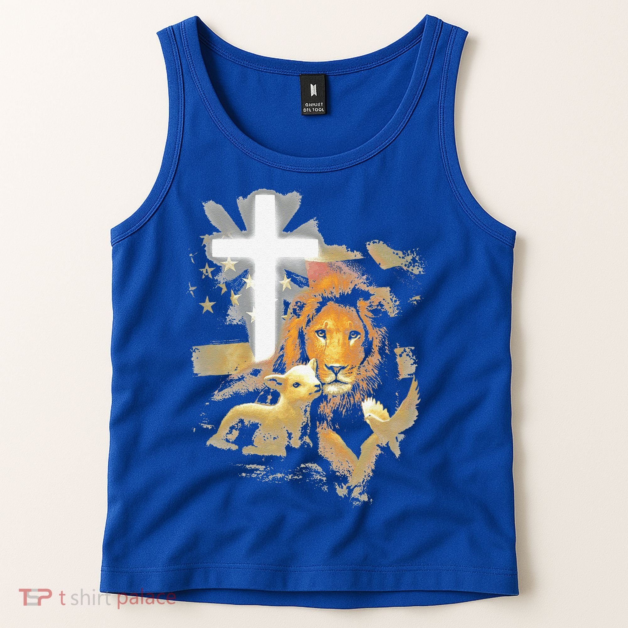 Lion And Lamb Cross Jesus Christ Tank Top