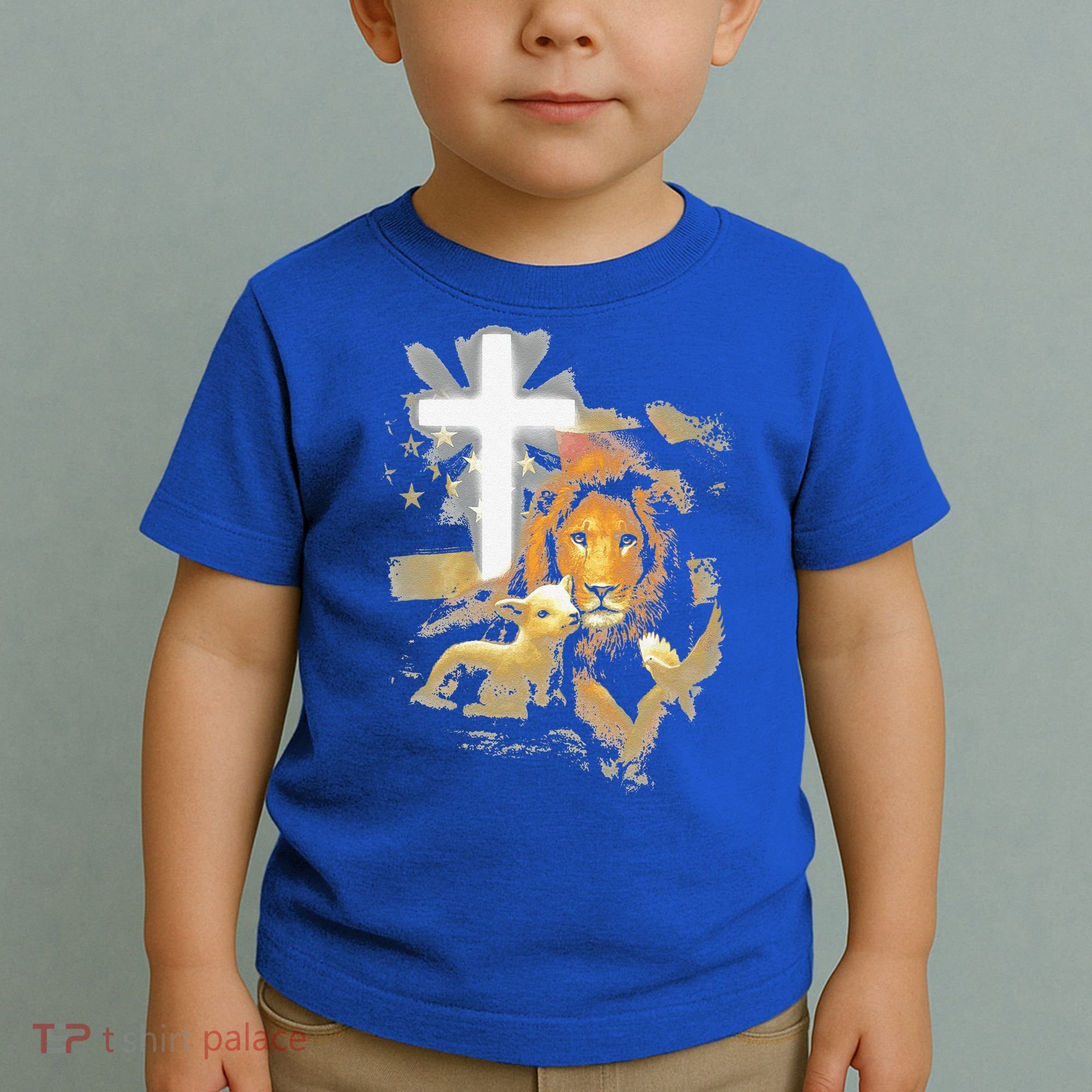 Lion And Lamb Cross Jesus Christ Toddler T-Shirt