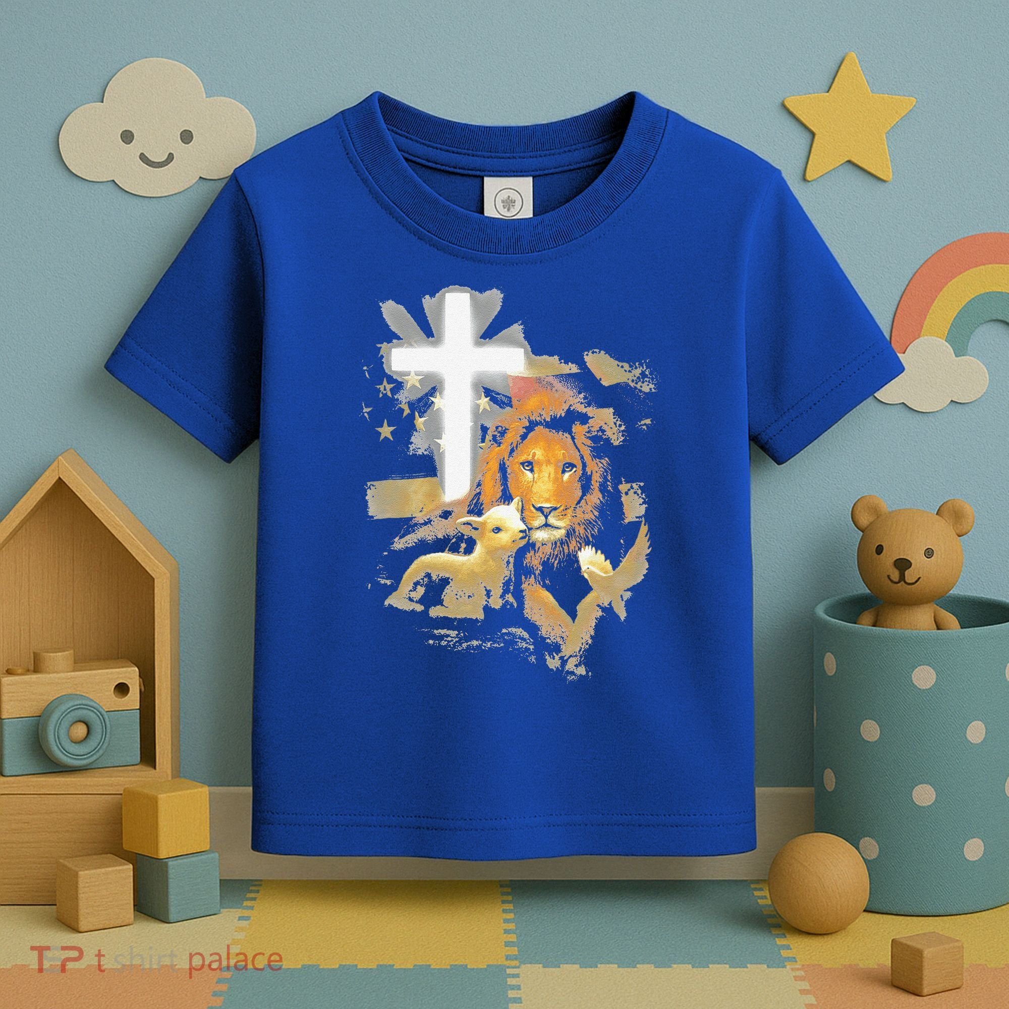 Lion And Lamb Cross Jesus Christ Toddler T-Shirt