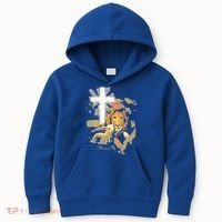 Lion And Lamb Cross Jesus Christ Kids Hoodie thumb 0