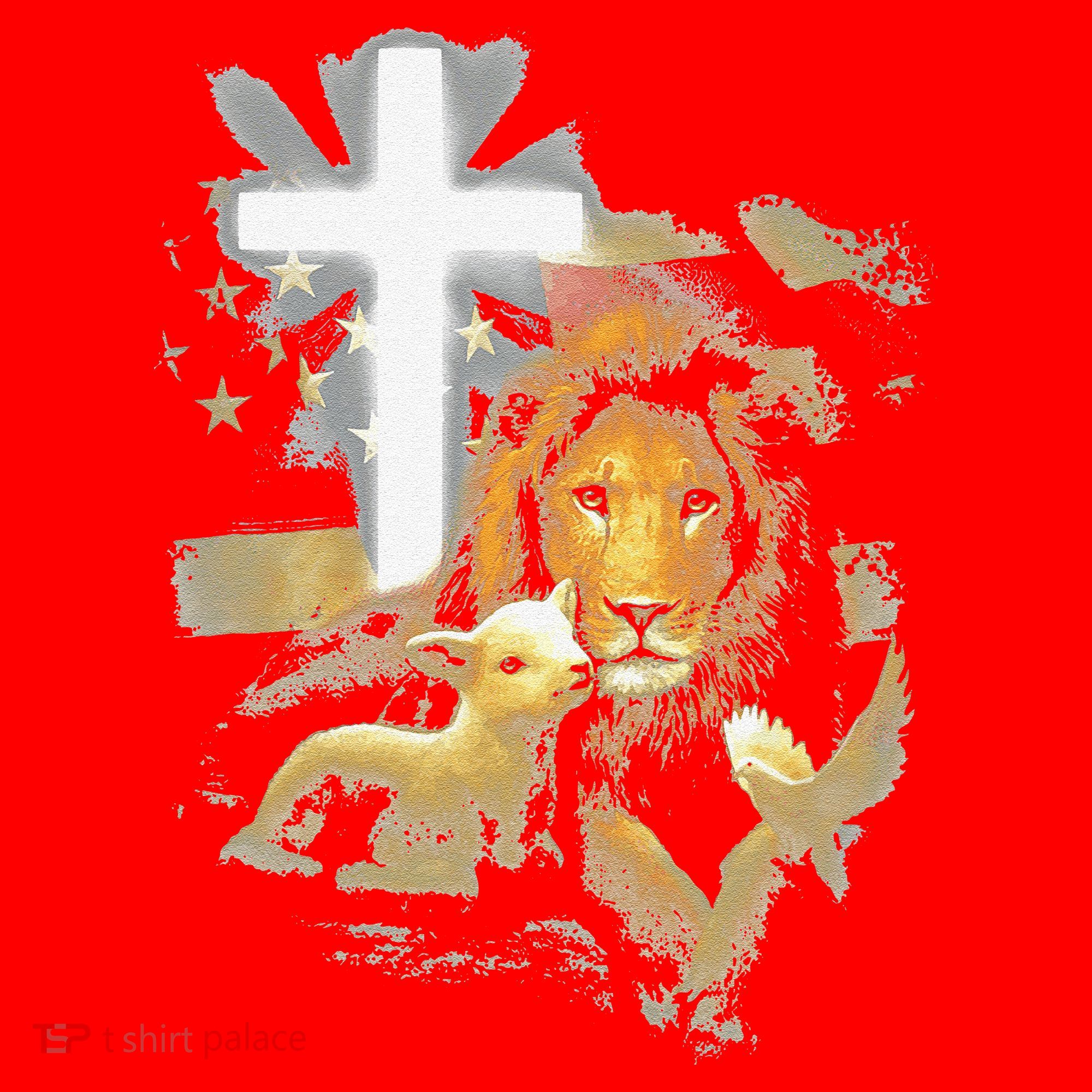Lion And Lamb Cross Jesus Christ Santa Hat