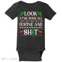 Look At Me Being All Festive And Shit Humorous Christmas  Baby Bodysuit thumb 0