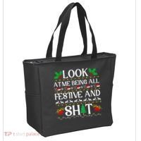 Look At Me Being All Festive And Shit Humorous Christmas  Tote Bag thumb 2