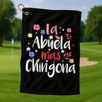 La Abuela Mas Chingona Spanish Grandma Floral Gift Golf Towel thumb 1